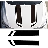LANZMYAN Car Hood Vinyl Decals Racing Stripes Modified Sticker（2PCS,Black） | Universal for SUV Sedan，Self-Adhesive，No-Drill Install