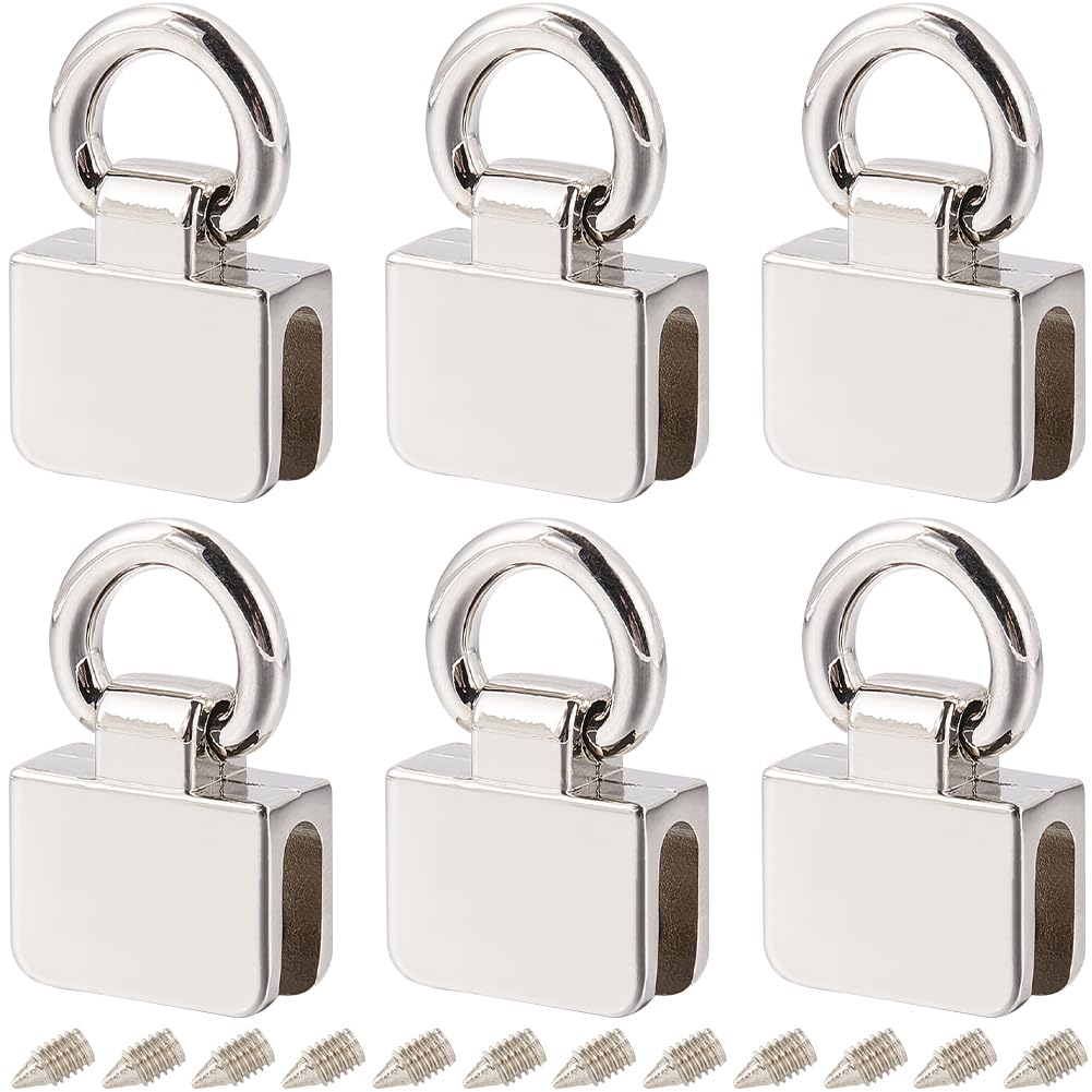 GORGECRAFT 1 Box 6Pcs Metal Bag Connector Silver Alloy D Ring Bridge Hanger Side Bags Chain Link Clip Strap Lanyard Hooks Clasp Buckle with Screw for DIY Leather Crafts Purse Handbag Belts Making