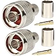 Riotaxy N Connector N Male Crimp Connector Connector for LMR400 Belden 9913 RG8 Nickel Machined Brass Construction Pack of 2 
