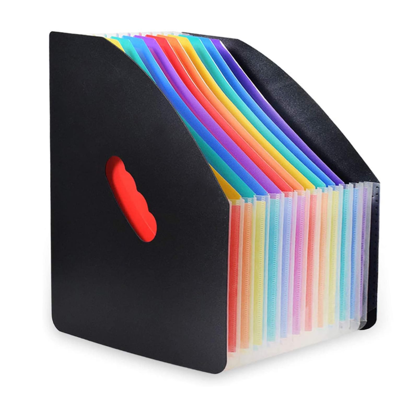 Bills Folder, Expanding File Organisers, Desk Storage Expander, Rainbow Pockets File Folder, A4 Document Folder, Desktop Expanding File Holder, for Filing Folders and Storage Files (Black)
