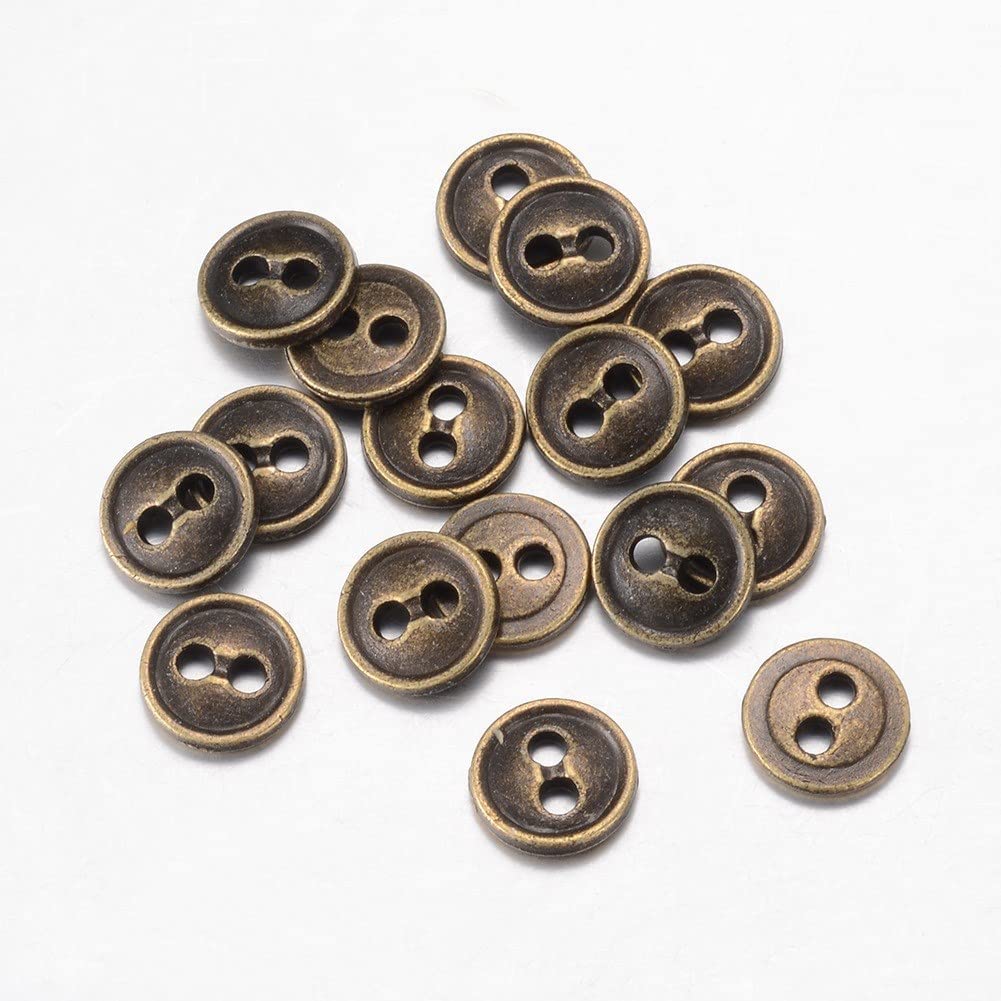 100 Metal Round Grooved 2 Hole Antique Bronze Vintage Colour 18mm Sewing Crafting Repairing Buttons