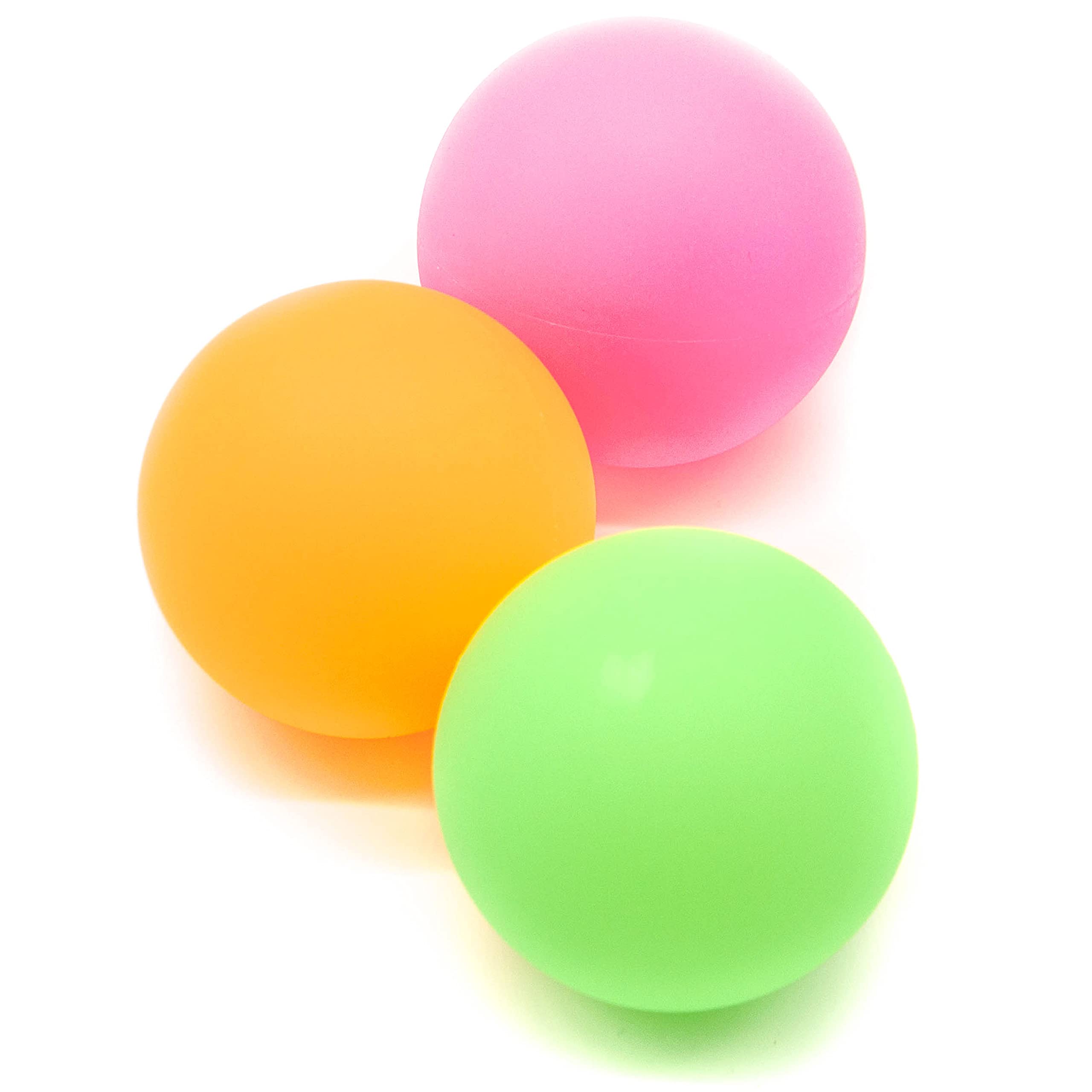 Petopedia 3x 6cm Rubber Dog Balls – Glow in the Dark – BRIGHT, FLOURESCENT Ball for Pets – Interactive Toys for Dogs, Floating, Neon Colours, Night Walk (3 Balls (Pink,Orange,Green))