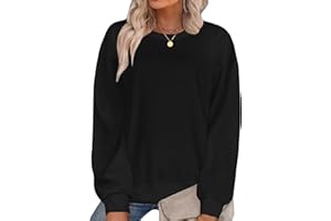 ADOREJOY Sweatshirt for Women Long Sleeve Shirts Crew Neck Pullover Color Block Solid Casual Loose Fit Tops