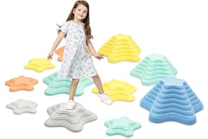 JOONLY Balance Stepping Stones for Kids Stepping Stones Set Balance Blocks Indoor & Outdoor Kids Fitness Equipment Promotes Balance Coordination & Strength