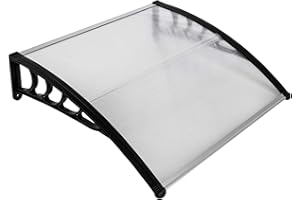 Flandre Patio Door Window Awning Canopy, Polycarbonate Cover Front Door Outdoor Patio Awning Canopy UV Rain Snow Protection Hollow Sheet (40 in x 40 in, White Canopy/Black Bracket)(HT-100)