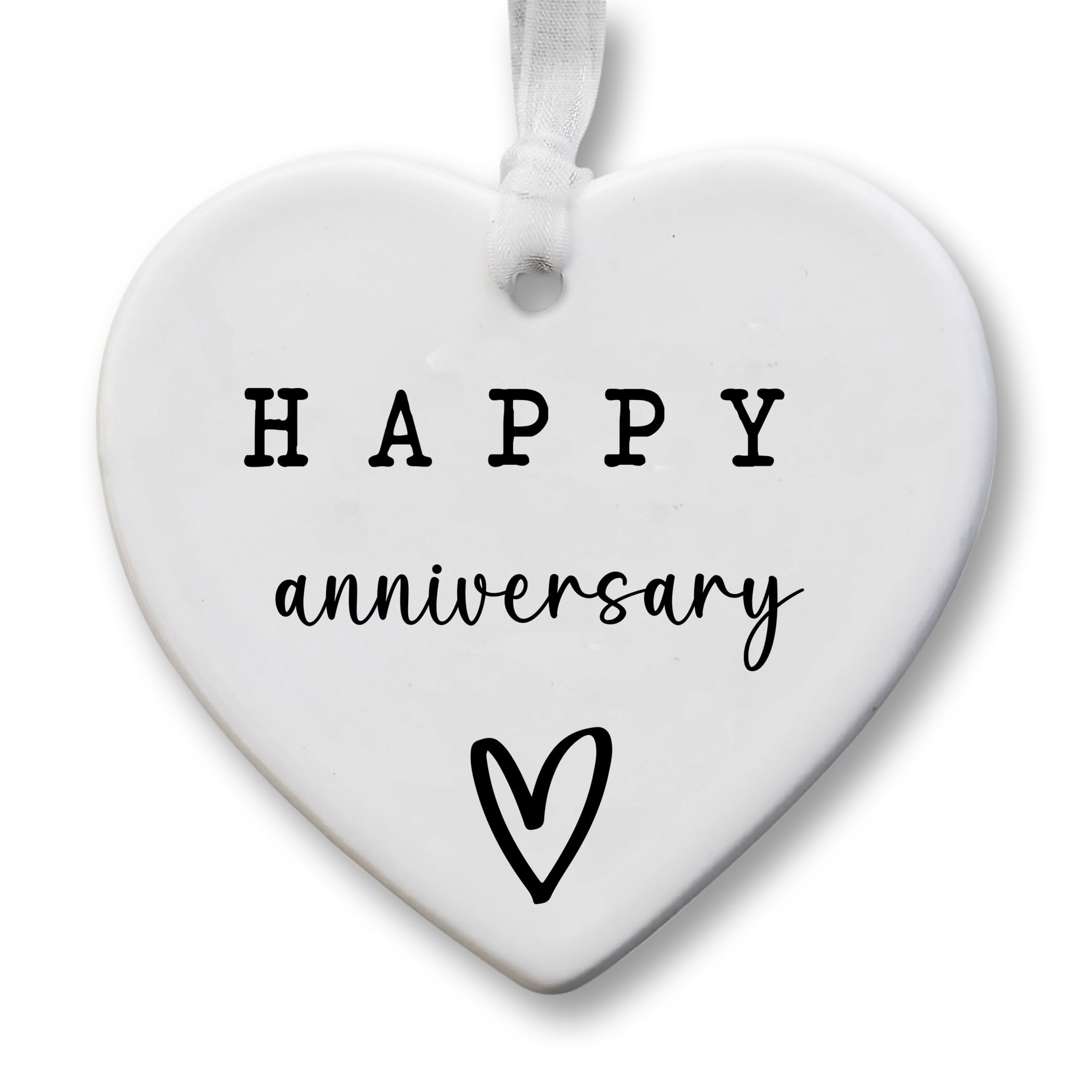 Ceramic Hanging Heart Keepsake (8cm x 7cm) – Romantic Loving Decoration for Husband, Wife, Partner, Spouse – Anniversary Present UK