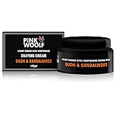 Pink Woolf Sandalwood Shaving Cream for Men & Women – Rich Lather for Sensitive Skin, Razor Burn Relief, Hydrating Wet Shave Cream for Safety Razor & Cartridge | 3.3 oz