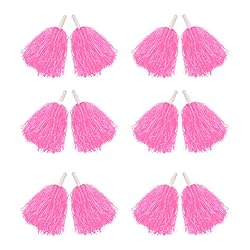 Hooshing 12PCS Pink Pom Poms Cheerleading Plastic