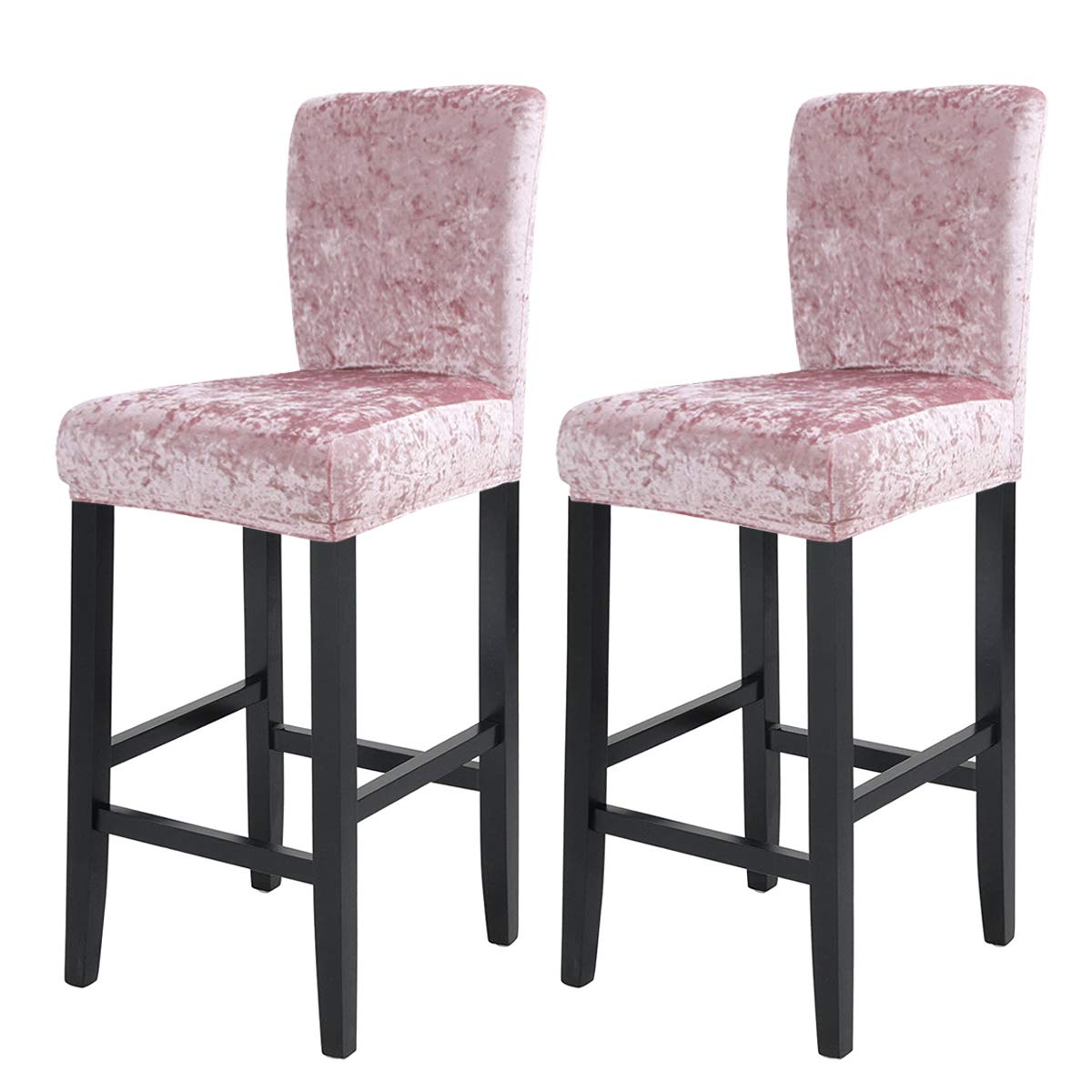 Bar Stool Chair Cover, Velvet Counter Stool Covers Elastic Stretch Removable Washable High Stool chair cover for Short Swivel Dining Chair Back Chair Bar Stool Chair (Pink, 2) …