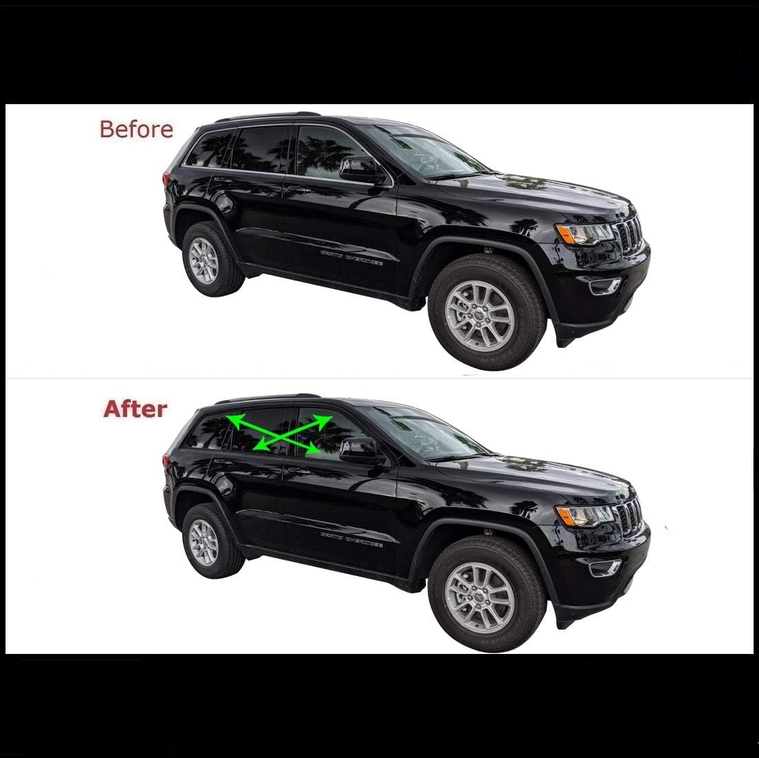 Amazon Com Chrome Delete Vinyl Kit Blackout Trim Overlay For 2011 20 Jeep Grand Cherokee Window Trim Gloss Black Automotive