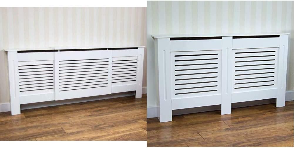 Vida Designs Milton Radiator Cover Adjustable Modern Slatted Grill Slats White Painted MDF Cabinet & Milton Radiator Cover White Modern Painted MDF Cabinet, Medium