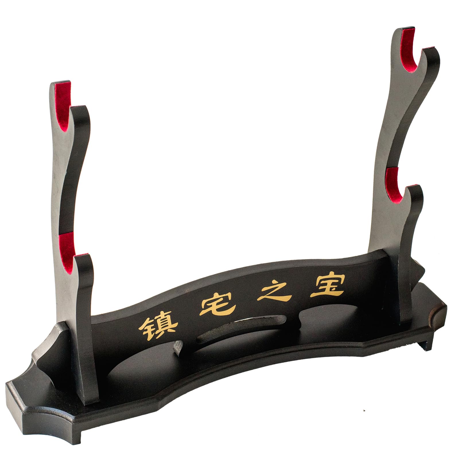 FOXSMZZ Sword Holder Samurai Sword Stand Display Katana Wakizashi Tanto Velvet Padded Wall Hanger Sword Rack (2-Tier)