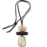 JWIGP Bohemian Long Pendant Necklace for Women, Artistic Resin Geometric Jewelry with Layered Abstract Shapes, Boho Statement Necklace for Casual Outfits