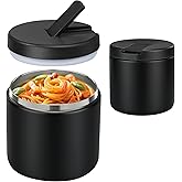 Pawtong 19oz Insulated Vacuum Food Jar with Buckle Lid Wide Mouth Soup Thermo for Hot Food Kids Leakproof Stainless Steel Lunch Container- Black-1Pack