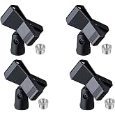 Rannsgeer Microphone Clip Holder, 4-Pack | 5/8" to 3/8" Thread Adapter, Studio Recording, Podcast, Karaoke