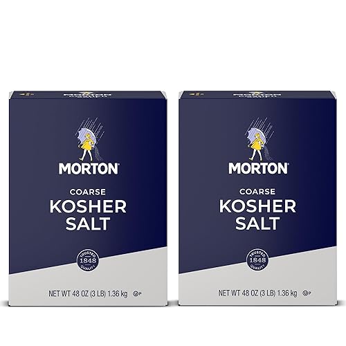 Morton Coarse Kosher Salt – Large Flaky Salt Crystals, Kosher Certified | Perfect for Pinching, Brining, Grilling, Baking | 3 lbs (2-Pack)
