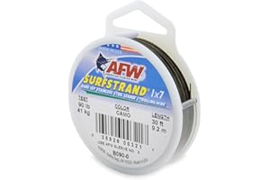 AFW American Fishing Wire Surfstrand Bare 1x7 Stainless Steel Leader Wire - Fishing Leader Line for Saltwater, 20lb Test - 325lb Test in Bright, Camo in 30ft, 300ft, 600ft and 1,000ft Lengths