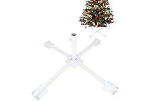 ELFJOY Christmas Tree Stands for Artificial Trees Christmas Tree Base for 4 to 8 Ft Artificial Trees Heavy Duty Xmas Tree Stands Fit 1 to 1.4 Inch Pole Foldable Tree Stand for Real Trees (White)