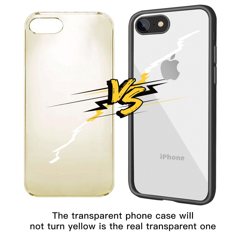 iPhone 8 Case, iPhone 7 Case, JASBON Ultra Thin Case TPU Bumper Transparent Crystal Hard PC Back Cover Full Protective Drop Protection Case for Apple iPhone 8/7-Black