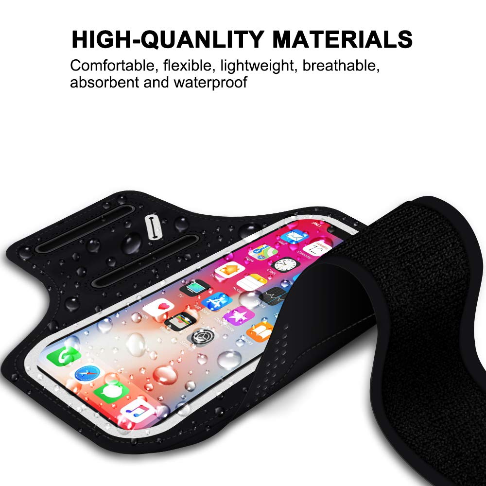 Guoguo Running Armband Case iPhone Xs Max/ 8/7,Samsung Galaxy S10/9/8,LG V30/40, Cell Phone Holder Adjustable & Skin-Friendly
