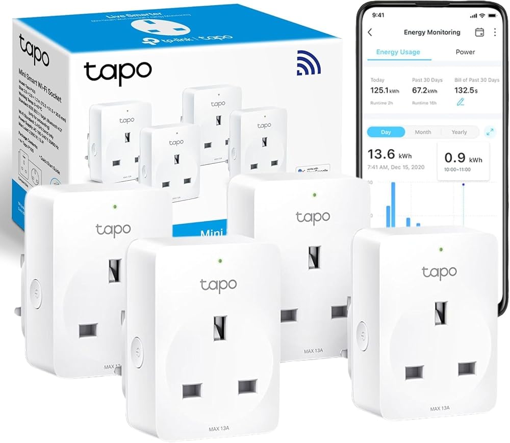 Tapo P110 4-Pack Smart Plug WiFi Energy Monitoring and Scheduling