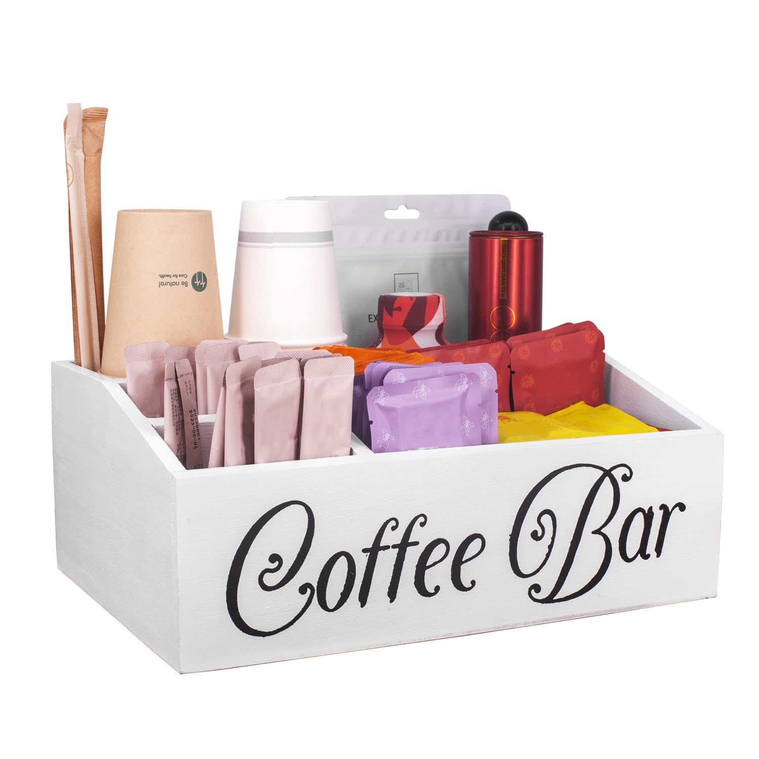 Guolich Coffee Cup and Condiment Station,Coffee and Tea Condiment Storage Organizer,Coffee Bar Accessories,Countertop Organizer,Tea and coffee pod organizer (WHITE)