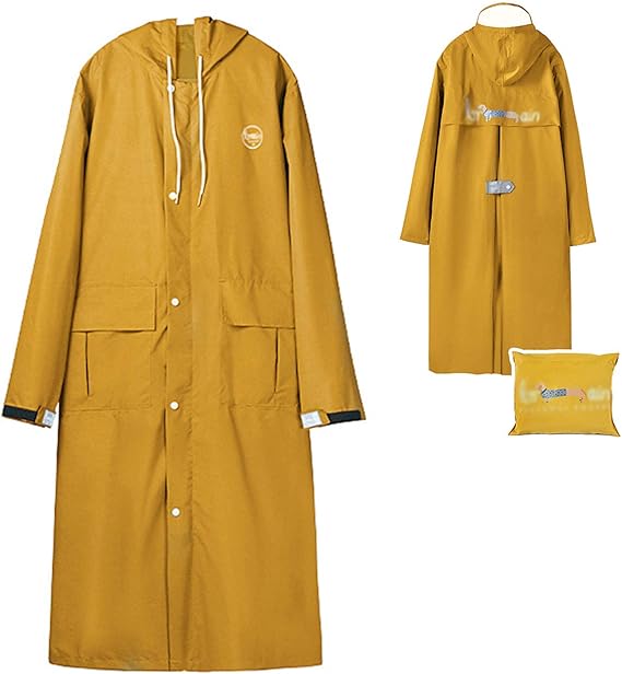 Women's Long Hooded Lightweight Waterproof Rain Jacket Packable Outdoor