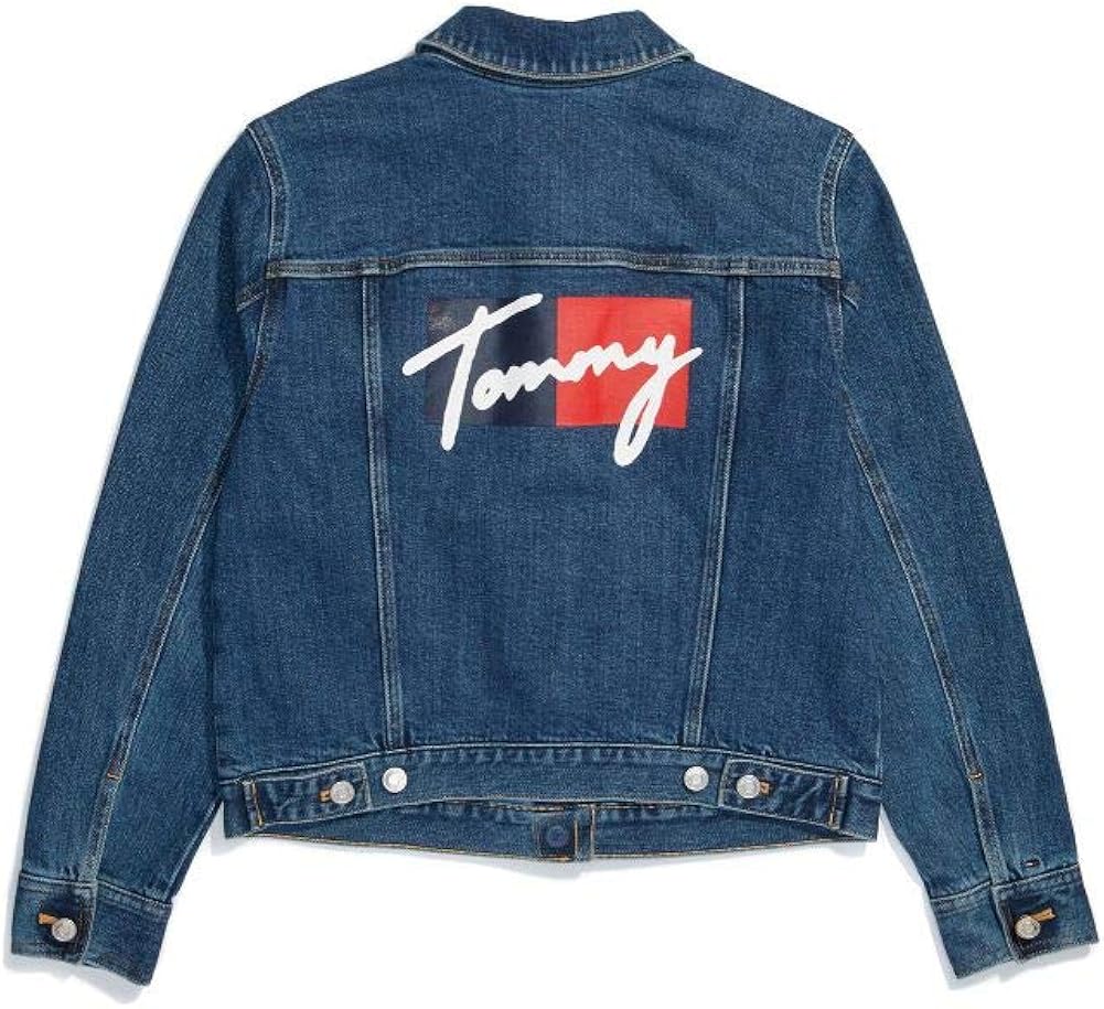 tommy hilfiger denim jacket womens with logo on the back