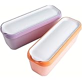 WALL QMER 2 Pack Ice Cream Tub Containers (1.5 Quart Each), Reusable Freezer Storage Containers with Lids for Homemade Sorbet, Frozen Yogurt, or Gelato, Orange and Purple