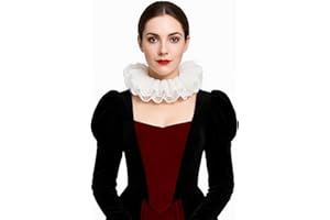 TIVMIK Lace Ruffled Multi-layer Detachable Collar White Costume Neck Collar Victorian Edwardian Men Women Suitable for Stage Costumes, Clowns, Halloween Costumes