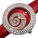 Burgi Women's BUR209RD Swarovski Crystal Diamond Accented Sparkle Swirl Mother of Pearl Imperial Red Leather Strap Watch - Packed in a Beautiful Gift Box, Perfect for Mothers Day -