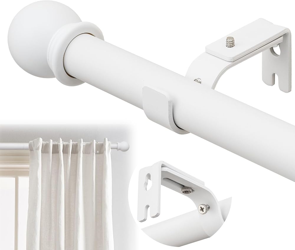 ASULUPHY Heavy Duty 1-Inch Curtain Rod, Adjustable Window Curtain Rods 28 to 120 Inches, Long Curtain Pole with Sturdy Thicke