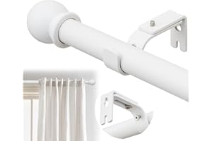 ASULUPHY Heavy Duty 1-Inch Curtain Rod, Adjustable Window Curtain Rods 28 to 120 Inches, Long Curtain Pole with Sturdy Thicke