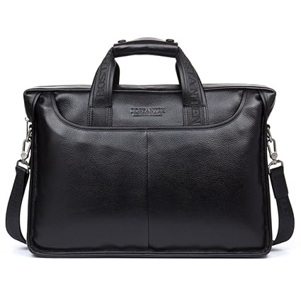 BOSTANTEN Leather Briefcase Laptop Case Handbag Business Bags for Men Black