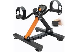 GOREDI Under Desk Bike Pedal Exerciser, Adjustable Heights & Foldable Cycle Exercise Bike for Office,Stable Peddler Exerciser with Suction Cup Feet for Seniors, Fitness Exerciser for Arms & Legs Workout
