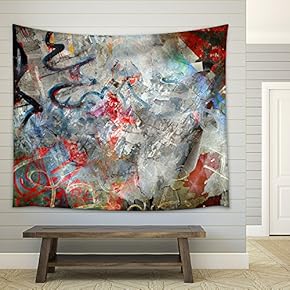 Graffiti Background, Grunge Illustration - Fabric Wall Tapestry Home Decor - 51x60 inches