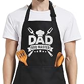 SANDJEST Funny Apron for Dad - Birthday Father’s Day Cooking Grilling Gifts for Mens