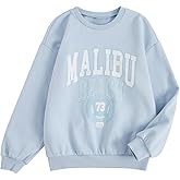 SOLY HUX Girl's Graphic Letter Print Sweatshirt Crewneck Long Sleeve Cute Drop Shoulder Pullover Tops