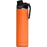 ORCA Hydra 22oz | Insulated, Stainless Steel Water Bottle with Powder Coat Finish & Silicone Grip Whale Tale Handle, Dishwasher Safe Sports Bottle — Blaze Orange