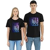 Double Fashion - Matching Couple T-Shirts - His & Her - The Boss & The Real Boss -Letter Print - Short Sleeve - T-Shirt