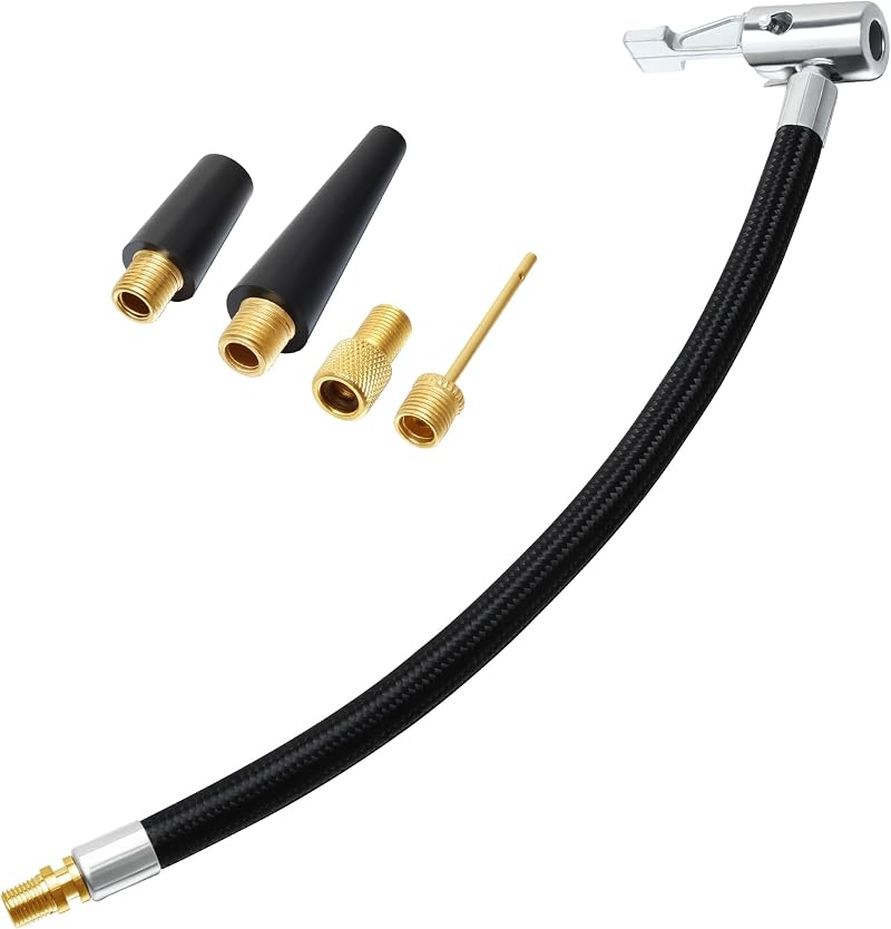 Yoicn Lth 30cm Tyre Pump Hose with Valve Adaptors Universal Schrader