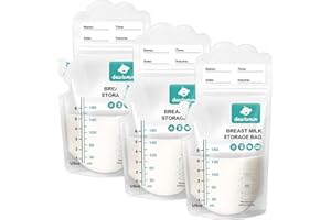 dearlomum BPA-Free Breastmilk Storage Bags - 120 Pcs, 6 Ounce, Self-Standing with Pour Spout, Space-Saving Flat Profile, Ideal for Convenient Breastfeeding and Milk Storage, Refrigeration & Freezing
