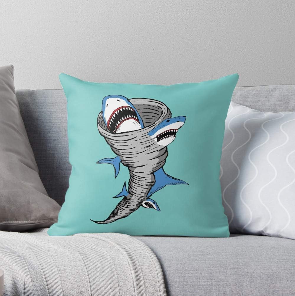VIKTORSA Syfy Tornado 2 Tv Sharknado Shark Horror Movie Square Form Decorative Indoor Cotton Throw Pillow