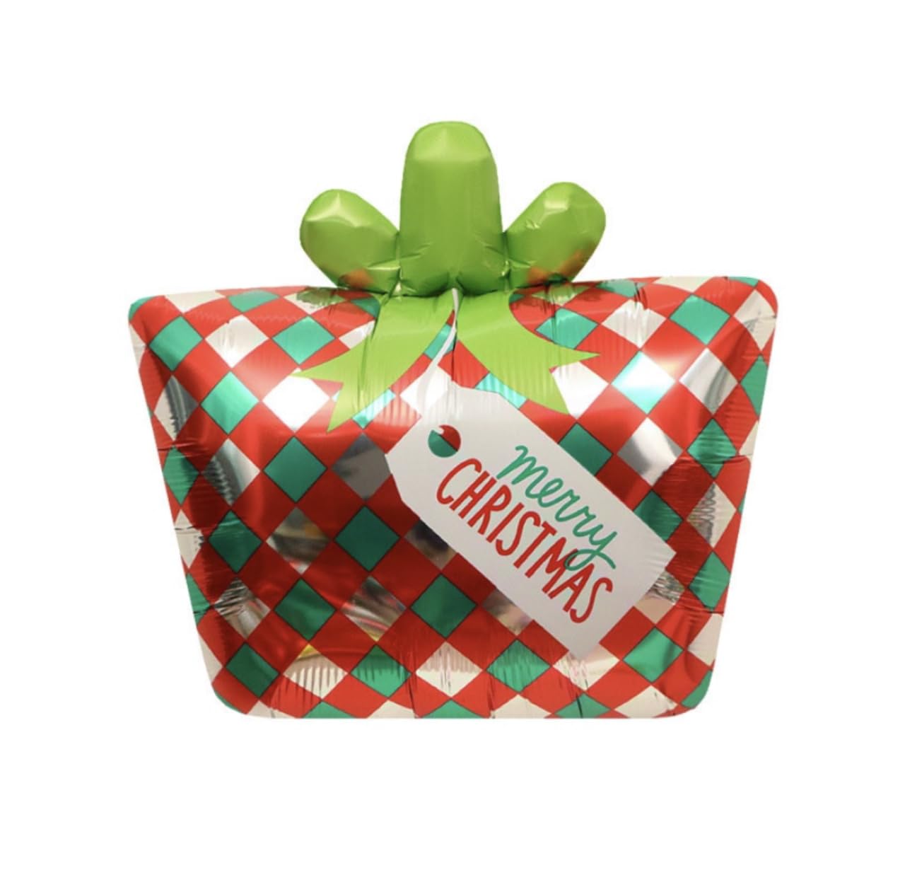 Checkered Present Christmas Foil Balloon, 50cm (2 pack) — image 1
