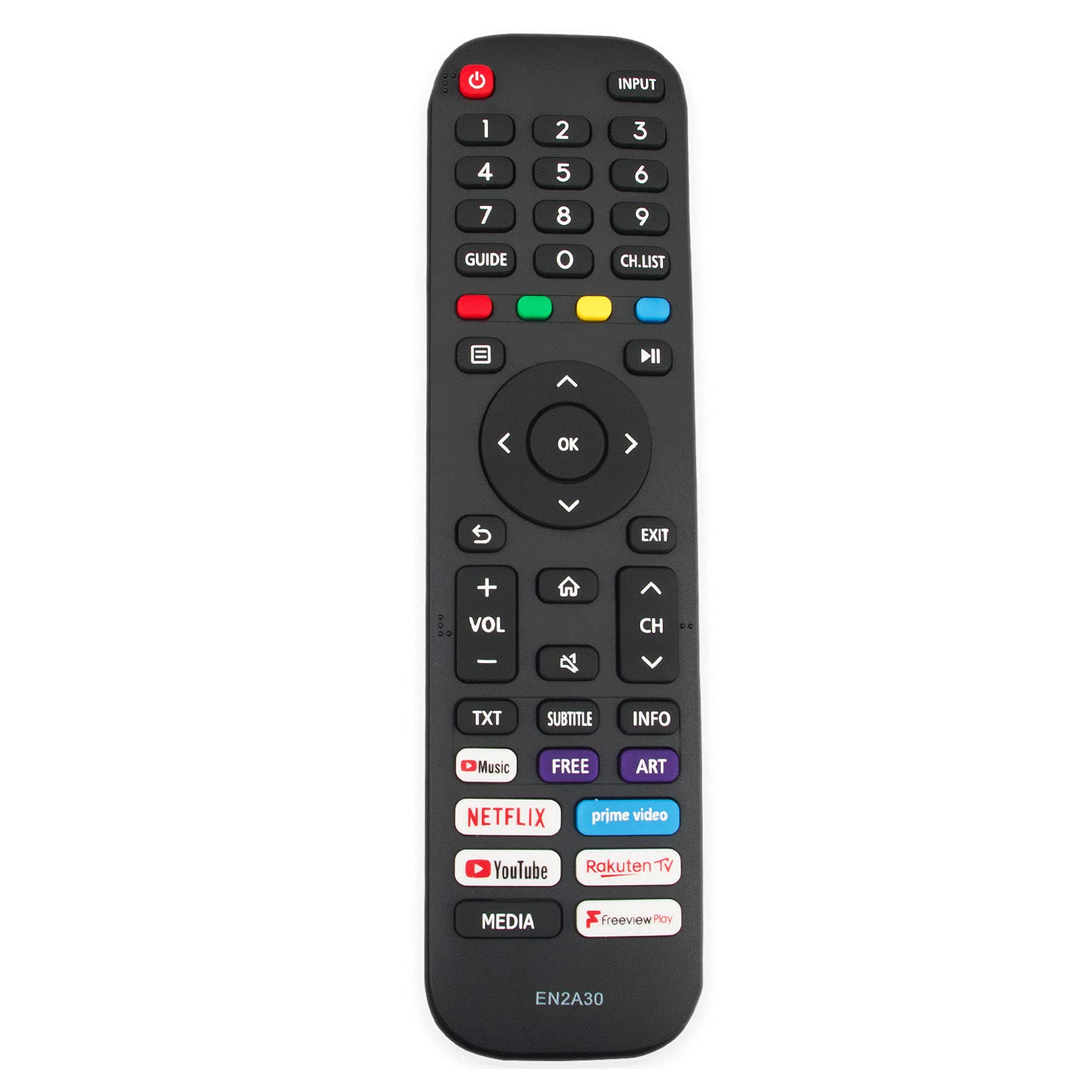 VINABTY EN2A30 Remote Control Replaced fit for Hisense VIDAA TV 43A7500F 50A7300F 55A7300FTUK 65A7300F 55AE7400 65A7300FTUK 43AE7200F 65AE7400 55AE7400FTUK 65AE7400FTUK 43A7500FTUK 43A7300F