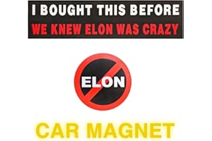 COLORATO 2Pcs Anti Elon Bumper Magnet for Car - I Bought This Before We Knew Elon was Crazy, No Elon - Waterproof Window Car Bumper Magnet, Perfect Funny Gift Accessory for Te-SLA Owners