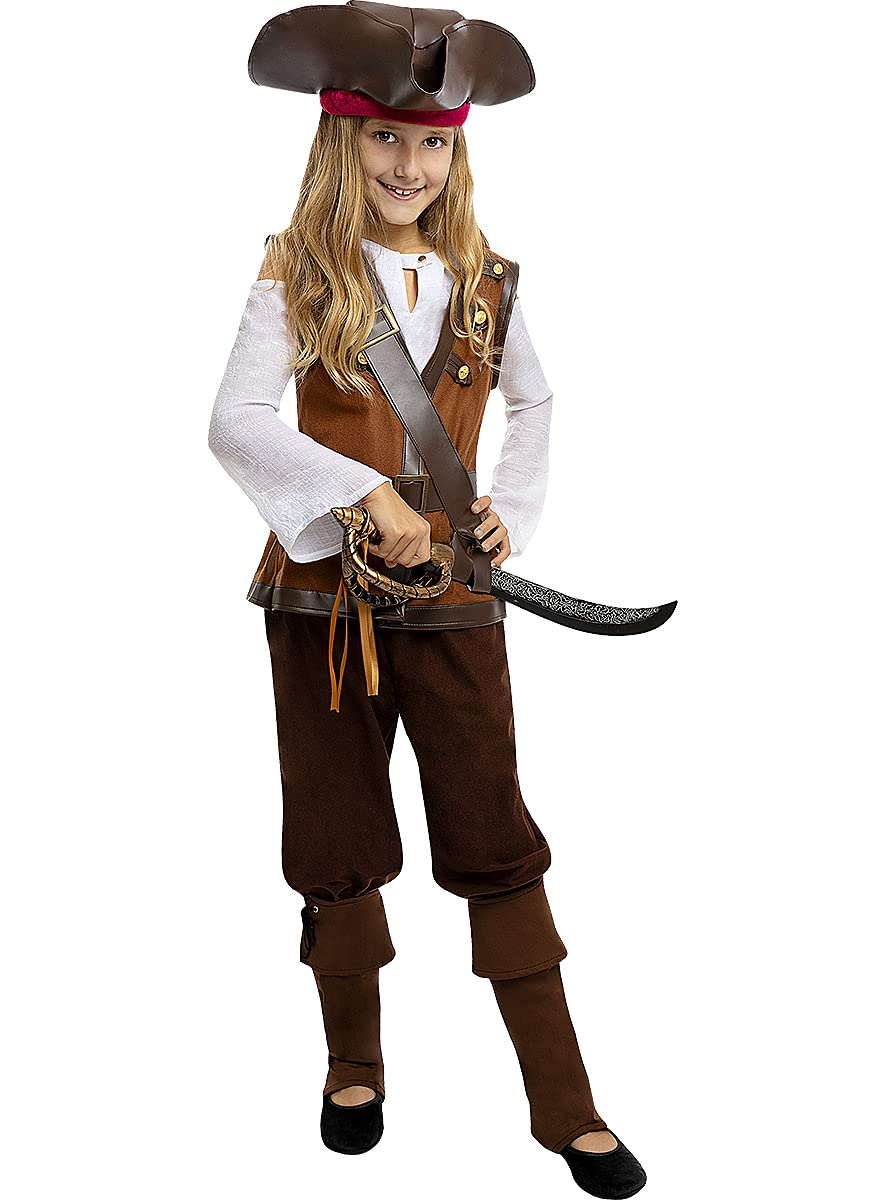 Funidelia | Pirate Costumes - Caribbean Collection for girl Corsair, Buccaneer - Costumes for kids, accessory fancy dress & props for Halloween, carnival & parties - Size 3-4 years - Brown