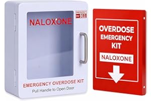 W WILKEN Naloxone Overdose Emergency Kit Cabinet - Does Not Include Alarm or Lock | Designed for Wall Mount & Public Access (