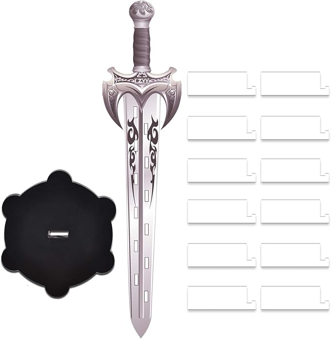 Amazon Com Initiative Tracker Acrylic Laser Cut Sword In Magic Circle Base With 12 Pcs Erasable Taken Flags Perfect For D D Dungeons Dragons Pathfinder And Other Tabletop Rpg Toys Games