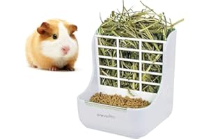 STKYGOOD Rabbit Feeder Bunny Guinea Pig Hay Feeder, Hay Guinea Pig Hay Feeder, Chinchilla Plastic Food Bow (White)